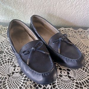 Vionic Honor Virginia Navy Blue Leather Driving Moccasin Boat Shoe Flats